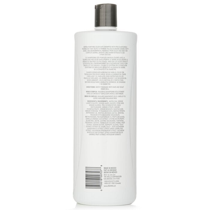 Nioxin Derma Purifying System 3 Cleanser Shampoo (Colored Hair, Light Thinning, Color Safe) 1000ml