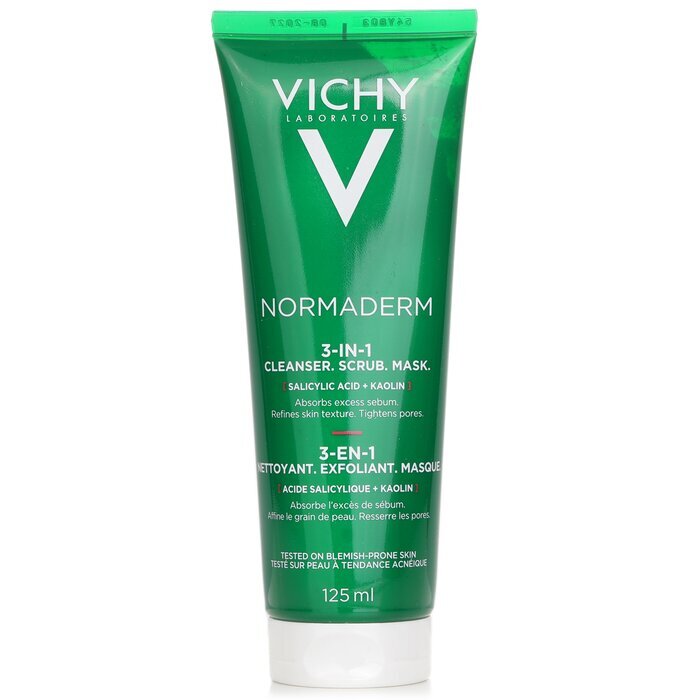 Vichy Normaderm Cleanser 3 In 1 Acne Treatment Scrub+ Cleanser+ Mask Sensitive Skin 125ml