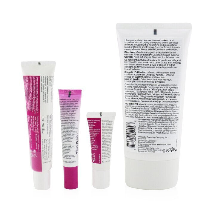 StriVectin Collection Transformante pour la Peau (Trio Format Complet) : Nettoyant 150ml + Concentré Yeux (30ml+7ml) + Base Yeux 10ml 4pcs