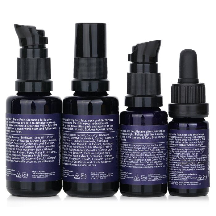 & Edible Beauty On The Fly Travel Mini Kit : Lait Nettoyant 15ml + Brume Tonique 30ml + Sérum Anti-Âge 10ml + Lotion Hydratante 15ml 4pcs