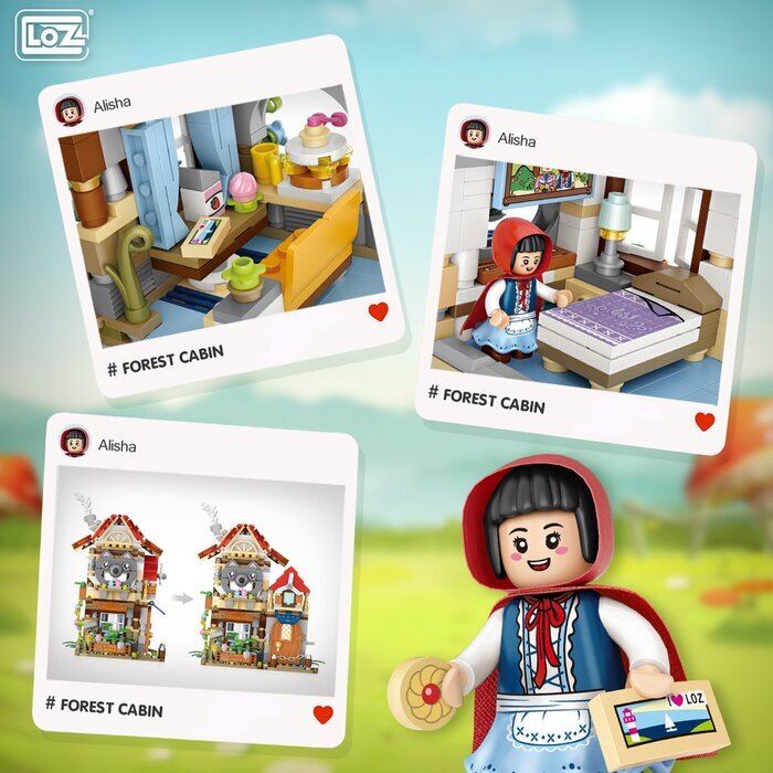 LOZ Mini Blocks - Forest Cabin Building Bricks Set 24 x 20.5 x 5cm