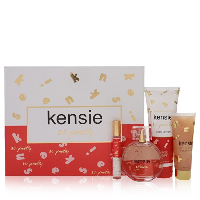 Kensie So Pretty Gift Set - 3.4 oz Eau De Parfum Spray + Mini Eau De Parfum Spray + 2.5 oz Body Glow Oil + 6.8 oz Body Lotion