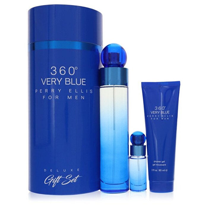 Perry Ellis Perry Ellis 360 Very Blue Gift Set - 3.4 oz Eau De Toilette Spray + Mini Eau De Toilette Spray + 3 oz Shower Gel