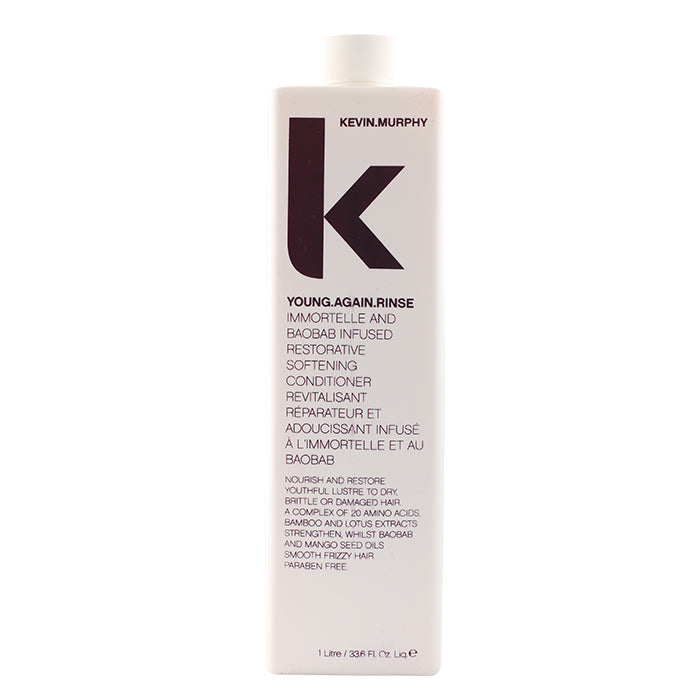 Kevin Murphy Young.Again.Rinse (Après-shampoing adoucissant réparateur infusé à l'Immortelle et au Baobab - Pour cheveux secs, cassants ou abîmés) 1000ml/33.8oz