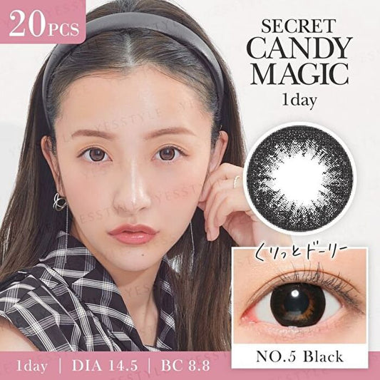 Secret Candy Magic 1 Day Color Lens No.5 Black 20 pcs - P-0.00 (20 pcs)