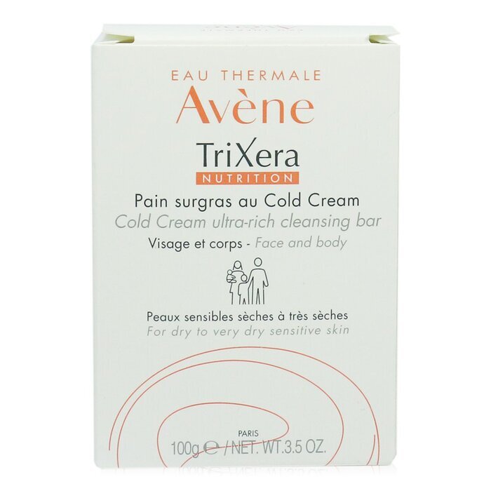 Avene TriXera Nutrition Cold Cream Ultra-Rich Face & Body Cleansing Bar - For Dry to Very Dry Sensitive Skin 100g/3.5oz