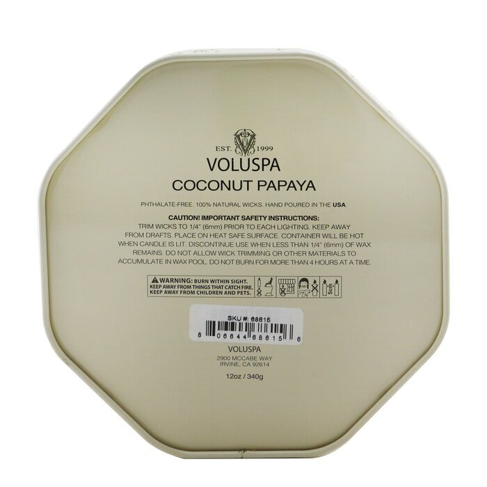 Voluspa 3 Wick Octagon Tin Candle - Coconut Papaya 340g/12oz