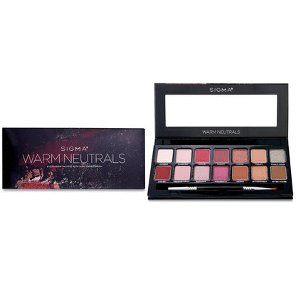 Sigma Beauty Warm Neutrals Eyeshadow Palette (14x Eyeshadow + 1x Dual Ended Brush) 19.04g/0.67oz