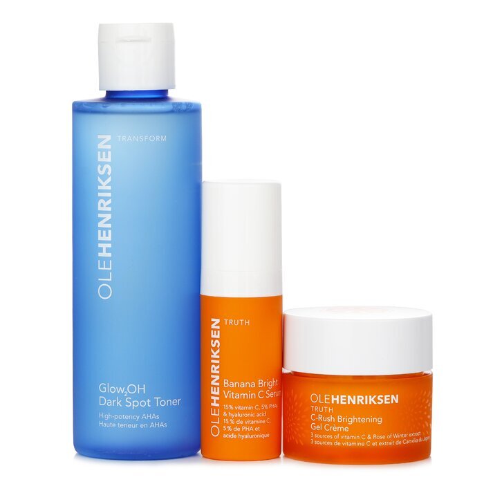 Ole Henriksen 3 Mega Wonders Set: Banana Bright Vitamin C Serum 15ml + Glow2OH Dark Spot Toner 190ml + C-Rush Brightening Gel Crème 35ml 3pcs