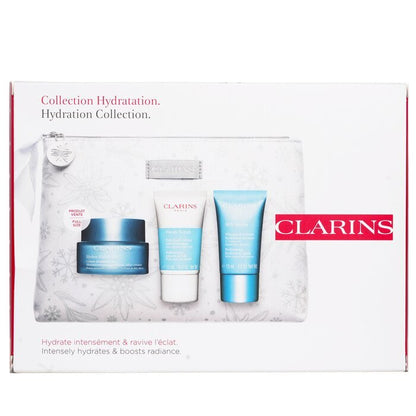 Clarins Hydration Collection: Hydra-Essentiel Silky Cream 50ml+ Fresh Scrub 15ml+ SOS Hydra Mask 15ml+ Pouch 3pcs+1pouch