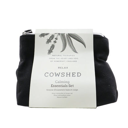 Cowshed Relax Calming Essentials Set: Natural Lip Balm 5ml+ Bath & Shower Gel 100ml+ Body Lotion 100ml+ Bag 3pcs+1bag