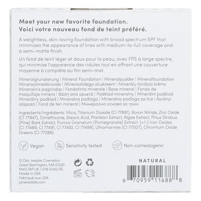 Jane Iredale PurePressed Base Mineral Foundation Refill SPF 20 - Natural 9.9g/0.35oz