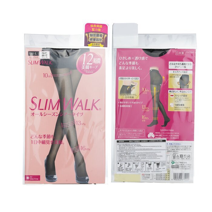 SlimWalk Compression Pantyhose With Supporting Function For Pelvis - # Black (Size: M-L) 1pair