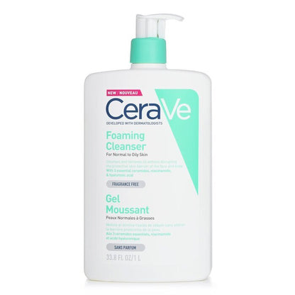 CeraVe Foaming Cleanser For Normal to Oily Skin (With Pump) 1000ml/33.8oz