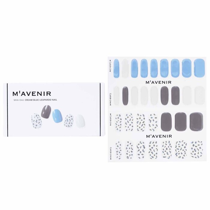 Mavenir Nail Sticker (Patterned) - # Cream Blue Leopardo Nail 32pcs