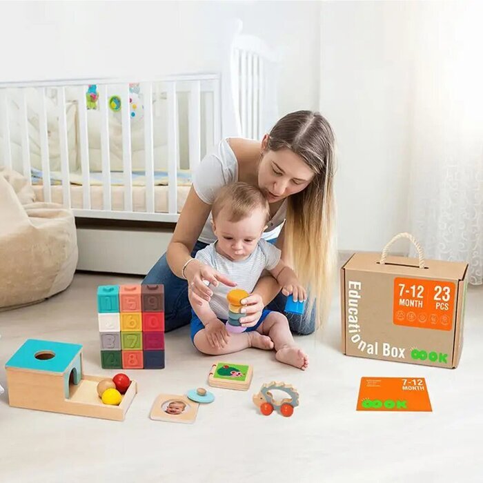 Tooky Toy Co 7-12m Baby Sensory Educational Learning Educational Box 32x27x14cm