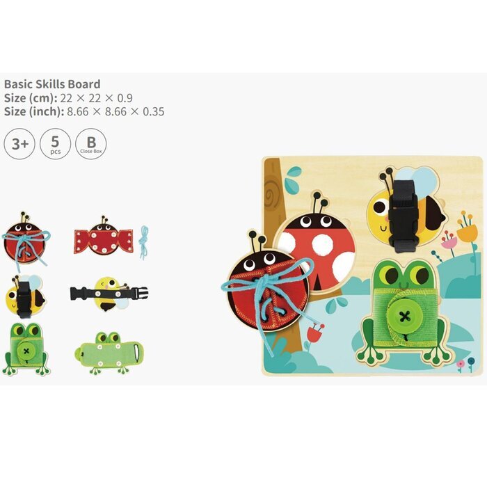 Tooky Toy Co Basic Skills Board 22x22x9cm