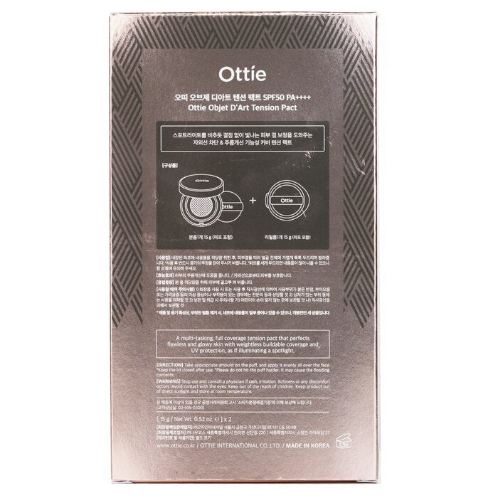 Ottie Objet D’art Tension Pact SPF50 PA++++ & Refill  # 21 Light 2x15g/0.52oz