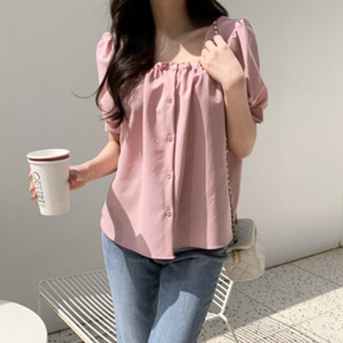 Trendywhere Square Neck Puff Sleeve Blouse Free (XS-M)