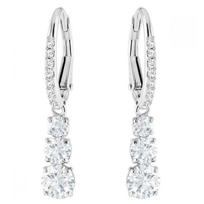 Swarovski Attract Trilogy hoop earrings 5416155 - Round cut, White, Rhodium plated White