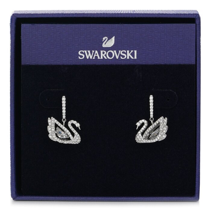 Swarovski Dancing Swan drop earrings Swan 5514420 - White, Rhodium plated White