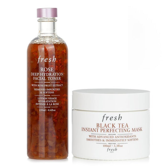 Fresh Black Tea Instant Perfecting Mask + Rose Deep Hydration Facial Toner 2pcs