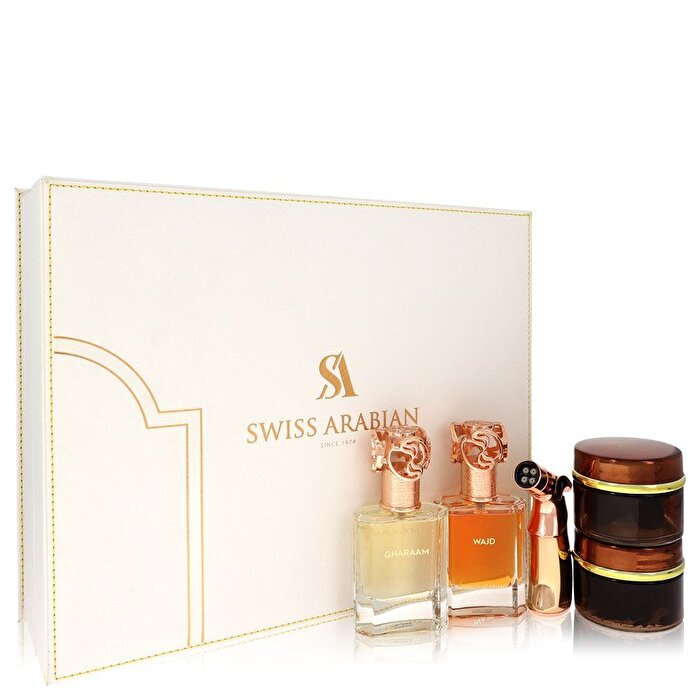 Swiss Arabian Swiss Arabian Bakhoor Dukhoon Al Haram Gift Set - Gift Set contains Eau De Parfum in Wajd & Gharaam + 2 x 60 grams of Incense in Dukhoon Al Haram & Oud Muattar Mumtaz