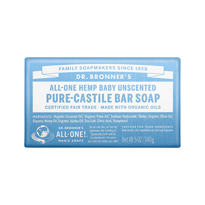 Dr. Bronners All-one Pure-castile Magic Bar Soap Baby Unscented 140g